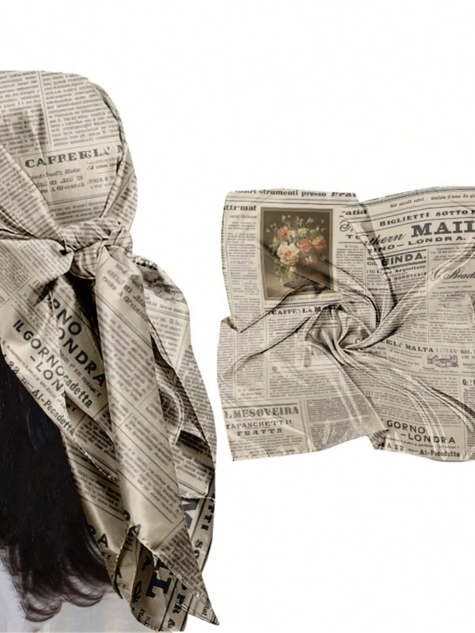 Vintage Newspaper Print Scarf for Women, Fashion Shawl Wrap, Casual Fashion Headscarf, Stylish Accessory for Everyday Wear, Trendy and Comfortable