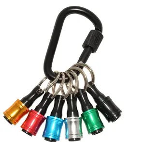 Set of 6 Colorful Keychains with Connecting Rods, Bit Adapter Rods, Mountaineering Carabiner Set, 1/4 Hex Shank Drill Bits, Storage Organizer for Connecting Rods holder