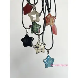 Natural Stone Star Design Pendant Necklace for Women, 8 Counts Y2K Style Necklace Set, Fashion Jewelry for Party, Daily Decor, Trendy All-match & Exquisite Jewelry for Birthday Gift, Mothers Day Gift Ideas