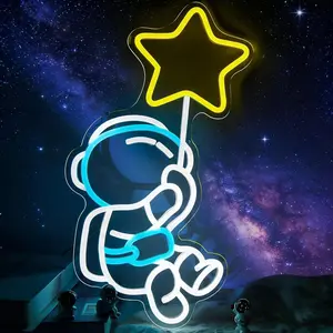 Astronaut Star Neon Light, Adjustable LED Wall Decor, USB Powered, Perfect for Kids' Room, Christmas Gift, Game Room, Cave Decoration