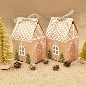 50pcs Christmas House Shaped Candy Box Gift Bags - Perfect for DIY Xmas Cookie Packaging & Party Decorations, Party Gift Packs for Retail Stores, Boutique, Supermarkets