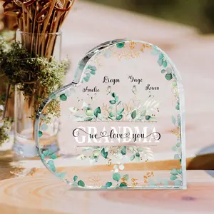 Personalized Name Mom And Kid Hands Heart Acrylic Plaque, Custom Mother's Day Gifts From Daughter, Christmas Gift For Mom, Custom Kids Names