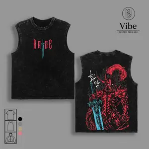 Igris Solo Leveling Vintage Washed Oversized T-Shirt, Tank Top – Shadow Army Knight Anime Graphic Tee, Heavyweight Cotton Dark Fantasy Manga Streetwear Shirt, Sung Jin-Woo Shadow Soldier Unisex Gym Outfit Fan Gift