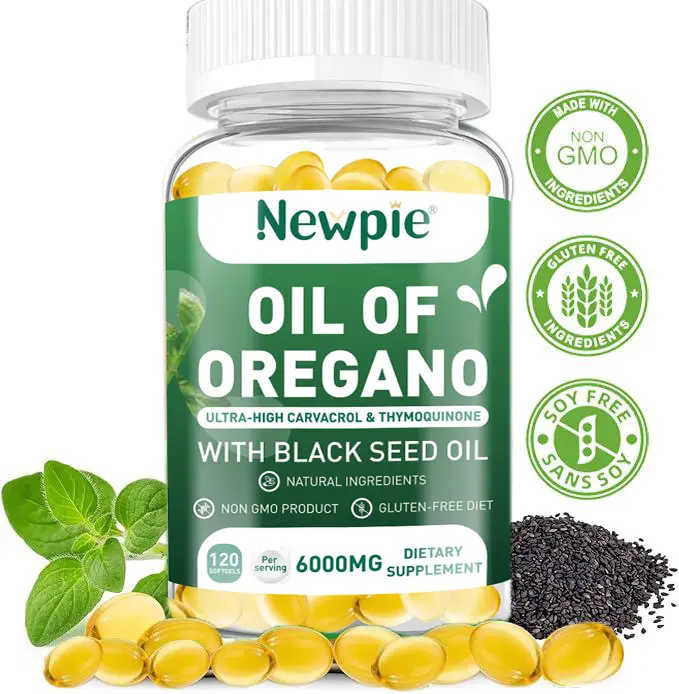 Oregano Oil with Black Seed Oil ,Retains High Concentrated Carvacrol &Thymoquinone,Non-GMO,Gluten Free,120 Count