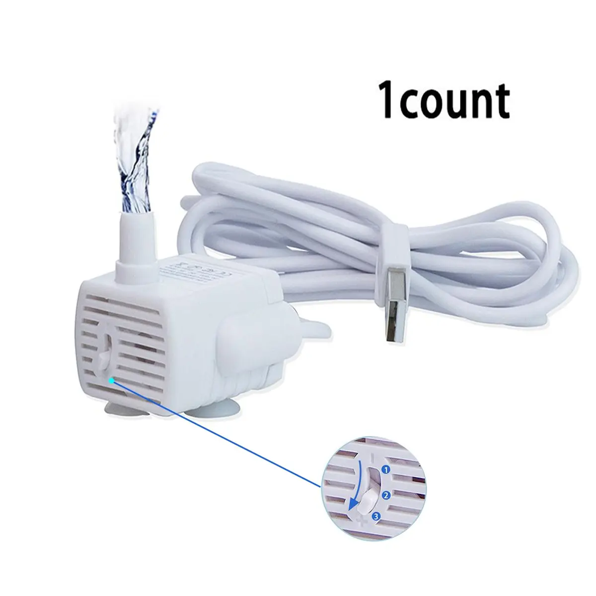 3 Speed Adjustable Water Flow Water Pump, 1 Count Pet Water Fountain Replacement Accessories, Detachable Pet Water Feeding Supplies