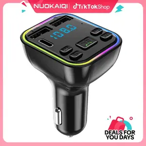 Car Bluetooth 5.0 FM Transmitter PD Type-C Dual USB 3.1A Fast Charger Colorful Ambient Light Handsfree MP3 Modulator Player