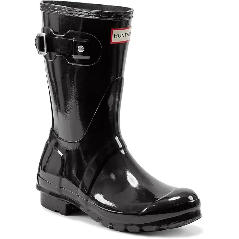 Hunter Womens Original Short Gloss Rain Boots - Black WFS1000RGL-BLK, Shoe, Footwear