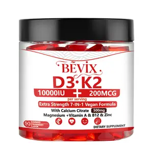 Vitamin D3 K2 Gummies - 10000iu Vitamin D with Mk7 Vitamin K Magnesium- Supports Bone& Immune Health - 90 Gummies