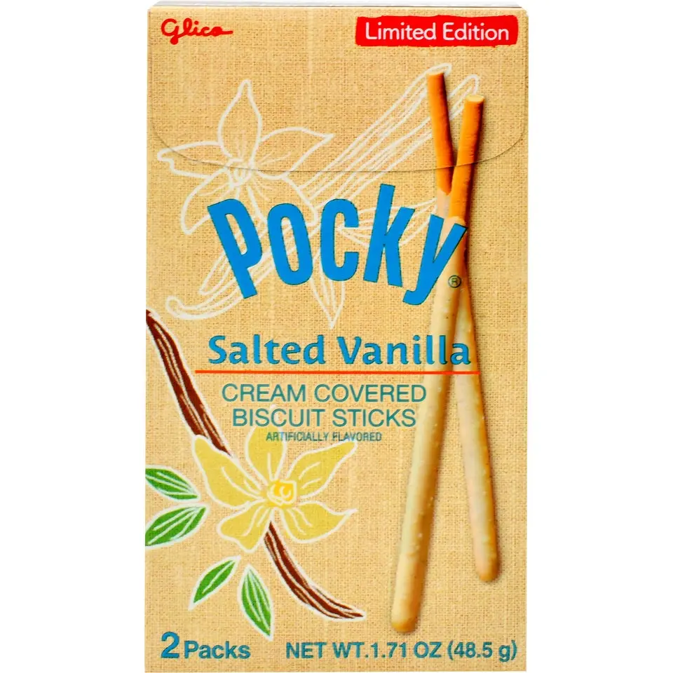 Pocky Classic Salty Creamy Vanilla Coated Crunchy Biscuit Sticks, Subtle Salty Finish, Great for Snacking Gourmet Sweet Snacks, Elevated Experience - 1.71 oz (2-Pack), Milk-Containing, Classic Pocky, Elevated Snack Experience