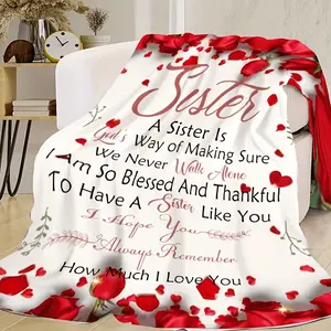 "Versatile Comfort" Cozy Floral Flannel Throw Blanket for Sisters - All-Season, Hypoallergenic, Perfect for Couch, Bed, Office & Travel