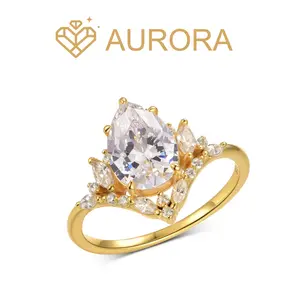 【#161 Lvy】Pear cut Moissanite Ring Anniversary Auspicious Wedding Engagement Jewelry Synthetic Moissanite