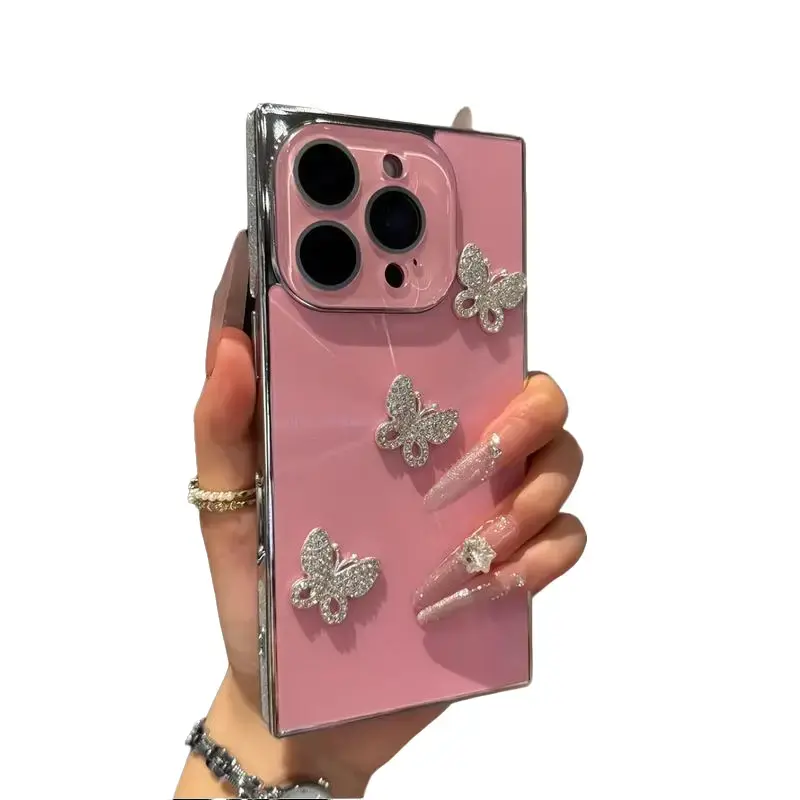 Women's Personalized Butterfly Pattern Electroplated Soft Edge Protection Cellphone Case - Shockproof, Anti-Drop Accessory for IP 17 Air PRO MAX, IP 17, 16, 15 Plus, 14, 13 Smartphones