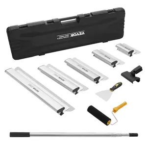 VEVOR Drywall Skimming Blade Set, 7/10/14/16/24 in Skimming Blades+ 34 - 81.6 in Extension Handle Pole, Stainless Steel Knife Professional Skim Coat Tools, for Gyprock/WallBoard/Plasterboard