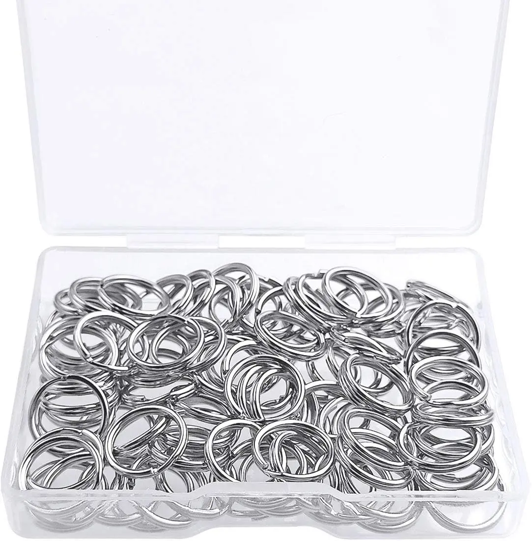 100-Piece Bulk Pack Nickel Plating Steel Split Key Rings (12mm), Round Edge Secure-Link Keychain Connectors, Office Binder Accessories for Key Organization, DIY Crafts, Jewelry Projects, Lightweight