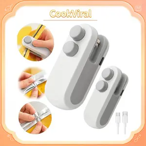Mini Snack Bag Sealing Machine Portable 2 in 1 Rechargeable Plastic Bag Sealer for Snacks Coffee Pet Food Kitchen Preservation Gift for Christmas New Year