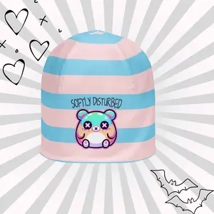 DreamSage Softly Disturbed Striped Beanie - 95% Polyester 5% Spandex Double-layered Regular Fit OEKO-TEX 100 Certified Ethically Sourced