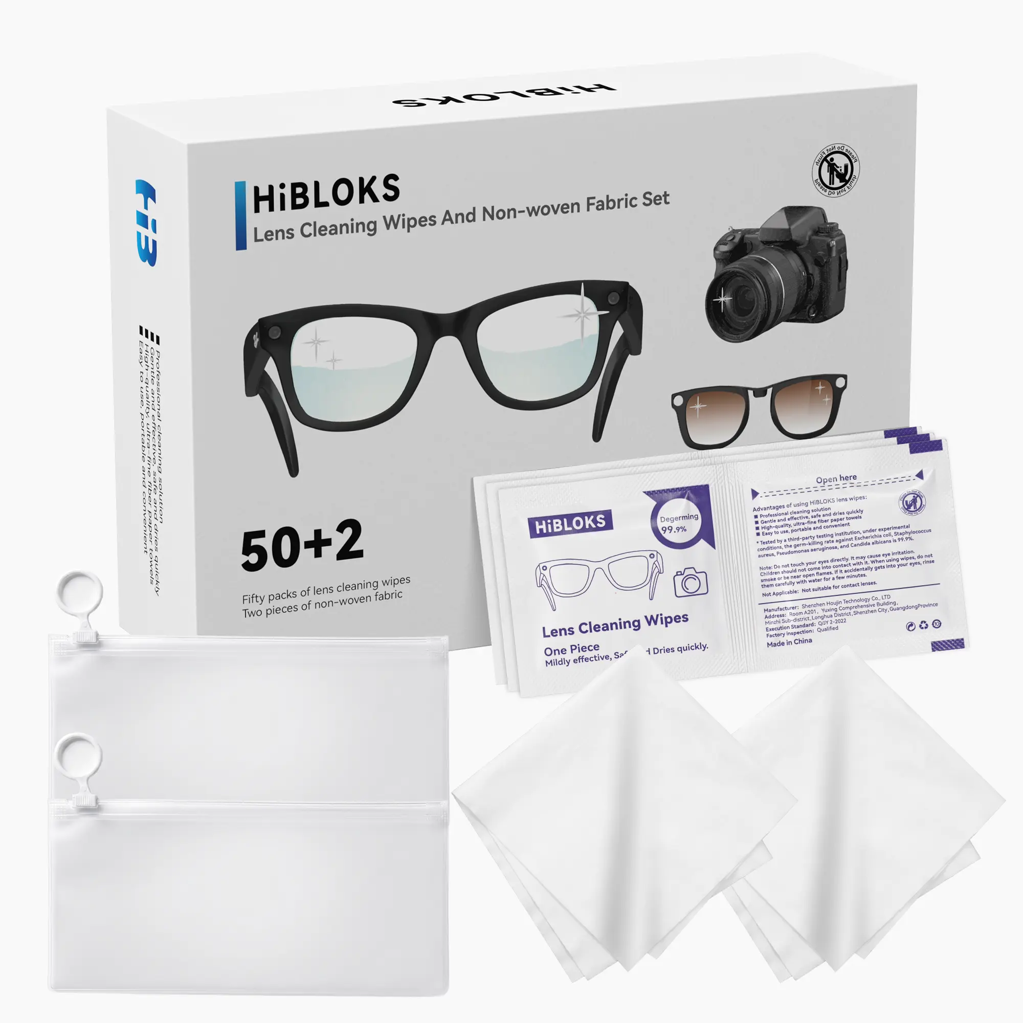 Hibloks streak free ,alcohol free  travel size individually wrapped Cleaning Electronic Products :glasses cleaning wipes ,screen cleaning wipes for computer ,lens wipes for Glasses,phone cleaning wipes