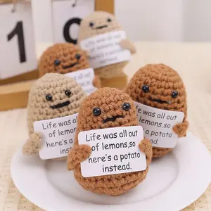 Funny Positive Potato Crochet Potato with Positive and Life Card Cheer Up Gifts for Friends Party Valentine’s Day Gifts