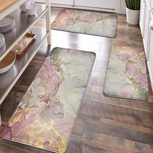 [Popular Choice]1pc, home decoration, bathroom decoration, bathroom floor mats, bathroom anti-skid mats, kitchen floor mats, pink marble pattern floor mats, luxury theme floor mats, soft and comfortable surfaces, and fatigue relief.