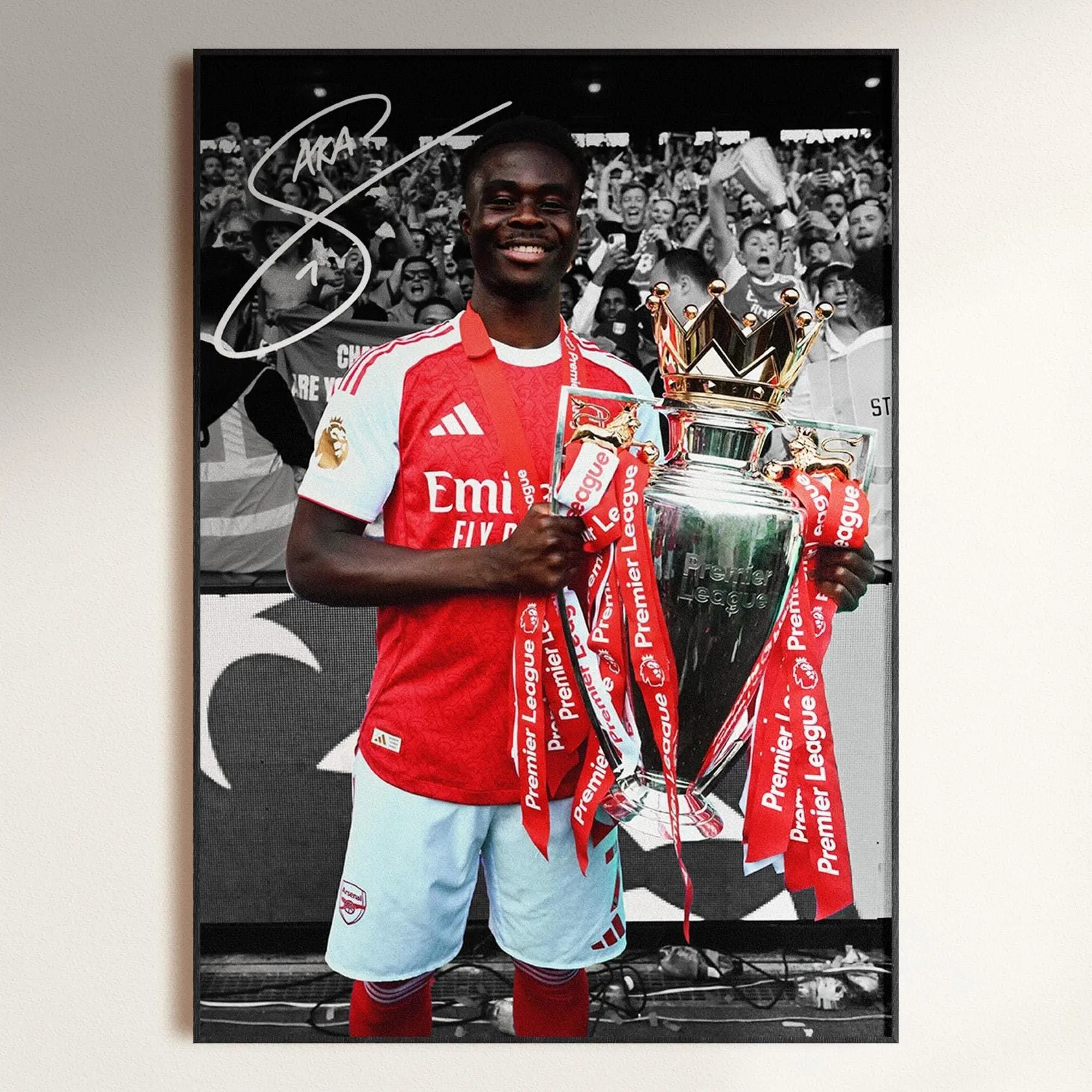 Bukayo Saka Poster, Signed Saka Poster, Arsenal 25/26 Champions Poster( Unframed - Print Only )