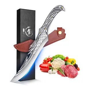 【February Faves】ROCOCO FallFreshness 8" Unique Eagle Style Chef Knife: High Carbon Steel Viking Knife with Sheath—Perfect BBQ Knife 、Thanksgiving Day,Black Friday Gift – Perfect Father's Day  Gift!
