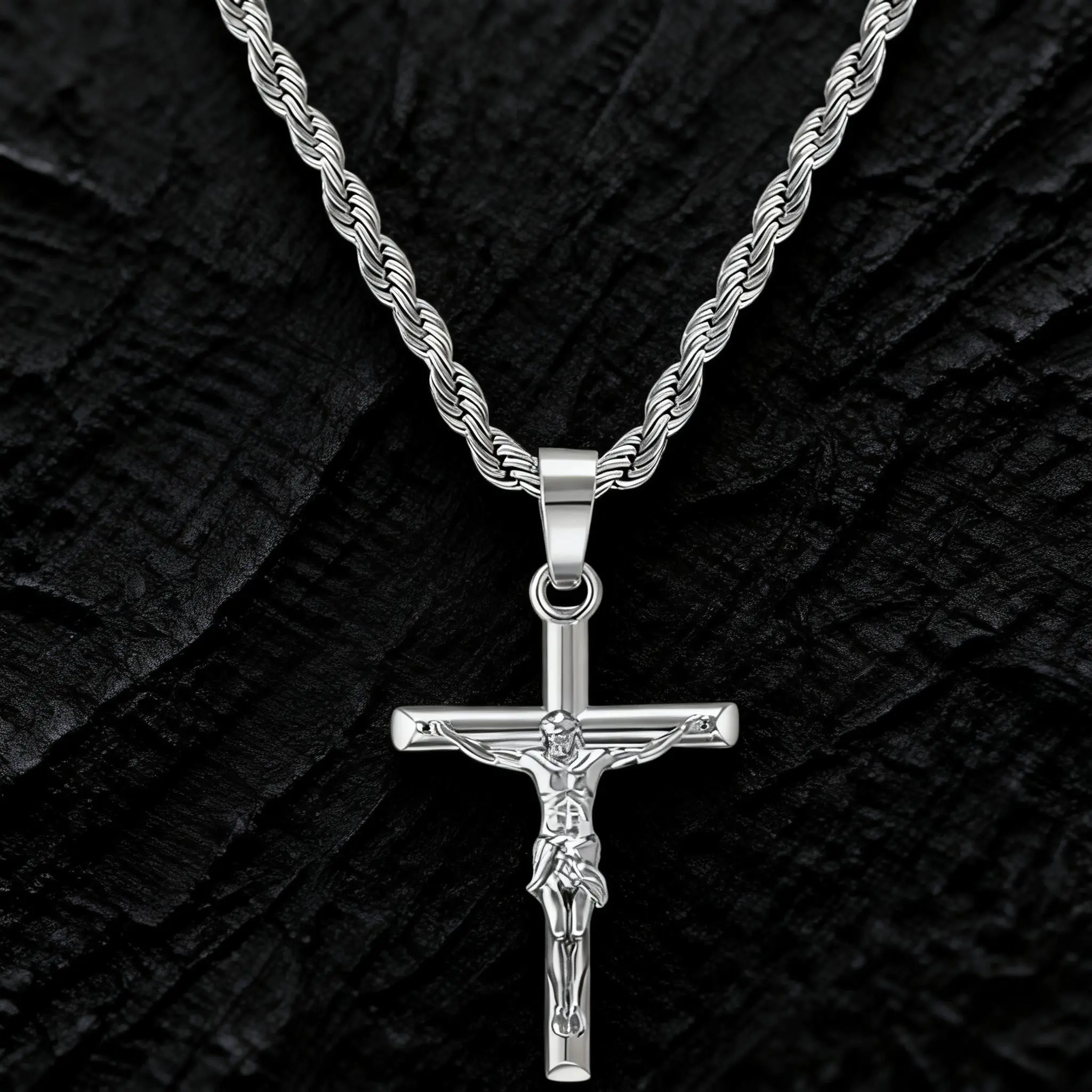New Silver Crucifix Pendant Cross Necklace Minimalist Chain Unisex Fashion Accessory for Women Men