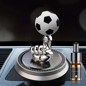 Solar Powered Rotating Soccer Ball Car Air Freshener - Aromatic Diffuser, Vehicle Decoration Essential Oil Diffuser - Gift for Football Fanatics and Drivers Portable Waterless Car Diffuser Air Freshener Car Aromatherapy Diffuser