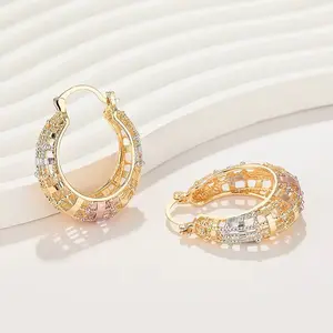 18K Plated Gold Hoop Earrings - Glamorous Design for Special Occasions & Everyday Wear - Luxurious Gold Finish - Must-Have Accessory
