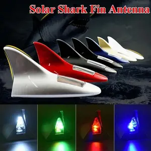 Car Solar Shark Fin Antenna Roof Tail Modified Light Rear-end Led Flash Light US