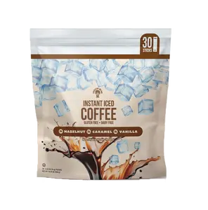 Instant Iced Coffee, Single-Serve Packets, Gluten-Free, Dairy-Free, Variety Pack, Vanilla, Hazelnut, Caramel, 10 packets each (30 packs total)