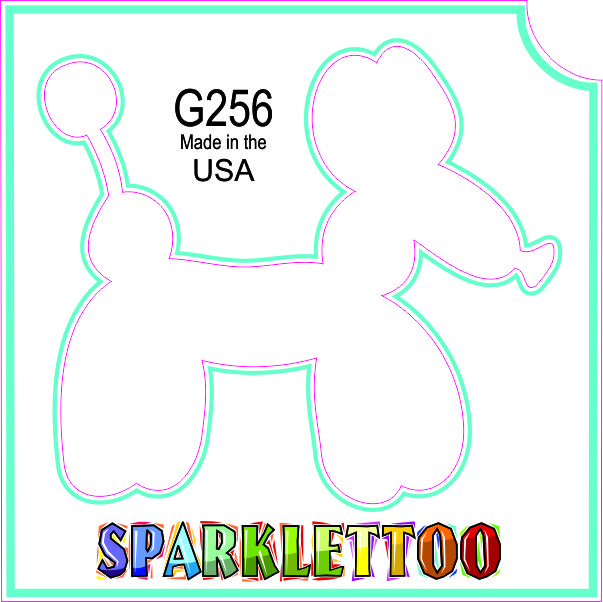 212 MAIN Ruby Red Paint G256-2 2-Ply Sheet Glitter Tattoo Stencil, 1.5x2.3x2.3 in, Pack of 100, American Made, FDA Safe, Kids Friendly Balloon Dog Design for Men's Special Occasion Costumes & Accessories