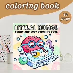 Humorous Coloring Book Theme, Cute Coloring Book, Literally Funny Cozy Coloring Book, 24 Bold Stress-Relief Designs, 7.9in X 7.9in Perfect Size, Thick Paper, Ideal Gift