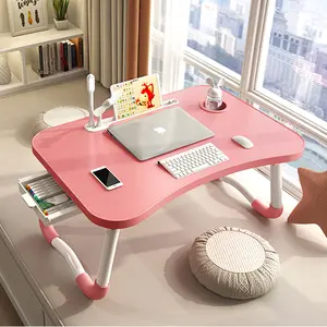Multifunctional Foldable Laptop Desk for Bed - Portable Workstation with Cooling Fan, LED Light, 4 USB Ports, Cup Holder & Storage Drawer