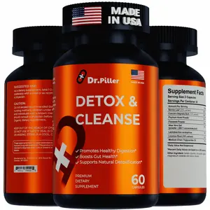 Stock Clearance Sale! 30 day Detox & Cleanse Complex by Dr. Piller - 60 Capsules for Improved Digestion, Toxin Removal, and Metabolism Support | Supplement | Fitness | Dietary | Healthcare Natural Fiber Vitamin Edible