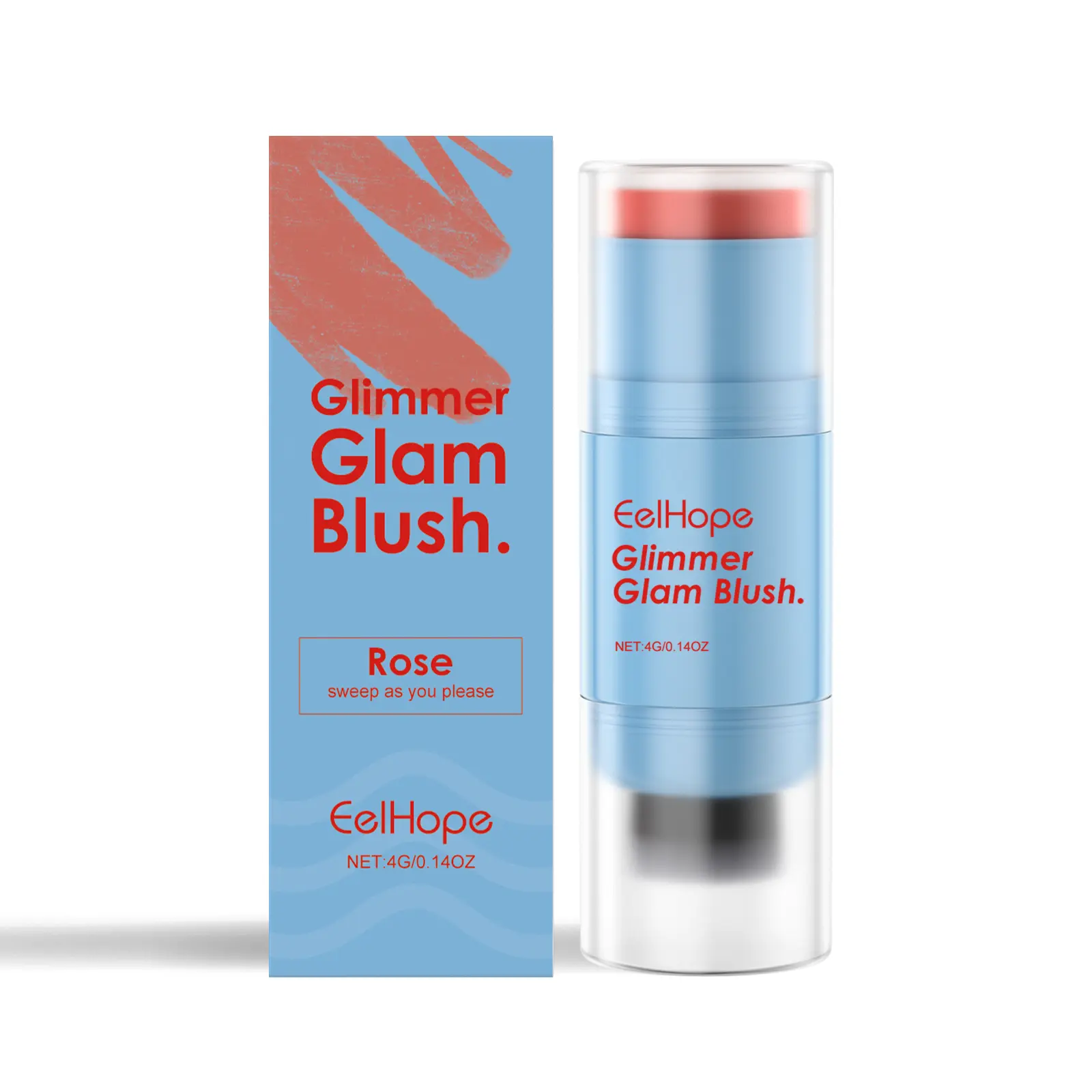 Cream Blush Stick with Blending Sponge, Buildable Dewy Finish, Lightweight Natural Cheek Color, Long Lasting Makeup