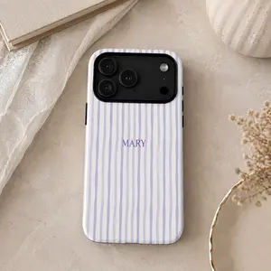 Striped Monogram Phone Case Custom Name Personalized For Phone 17 16 15 14 13 12 11 Pro ProMax Plus  Air series Cover Gift Minimalist Initials Phonecase