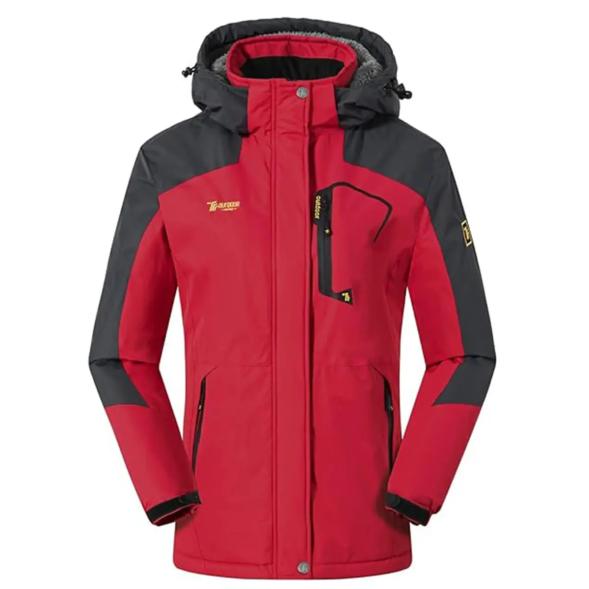 Gopune Women's Ski Jacket, a Hooded Winter Sports Top with Fleece Lining, Waterproof, Windproof, and Warm Insulated