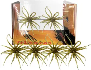 4Pcs Sea Urchin Soft Bait | Realistic Fuzzy Dice Fishing Lure for Bass & Perch | Floating TPR Swimbait with Reflective Stars | 6 Colors Artificial Worm Bait for Saltwater & Freshwater