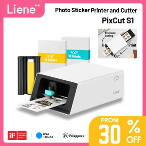 Liene PixCut S1 All-in-One Photo Sticker Printer & Cutting Machine - Bluetooth Thermal Dye-Sublimation Sticker Maker for DIY Crafts & Personalized Gifts, 300 DPI Prints, AI Auto-Cutting, Smart Design App with AI Creation Tools, TikTokShopNewArrivals
