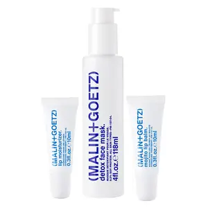 Malin + Goetz Purify and Plump Bundle - Purifying Face Mask 4 Oz, Mojito Lip Balm and Hydrating Lip Moisturizer Bundle – 5 Minute Hydrating Gel Mask, Lip Gel for Chapped Lips, Lip Treatment, All Skin Types, Vegan & Cruelty-Free