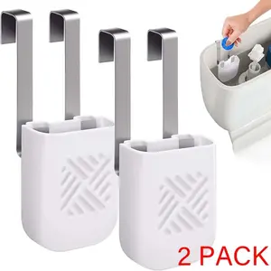 1/2pcs Toilet Tank Cleaner Holder & Bleach Dispenser, Hanging Toilet Cleaning Agent Carrier, Prevent Residue Pollution, Bathroom Accessories, Durable Cleaning Supplies