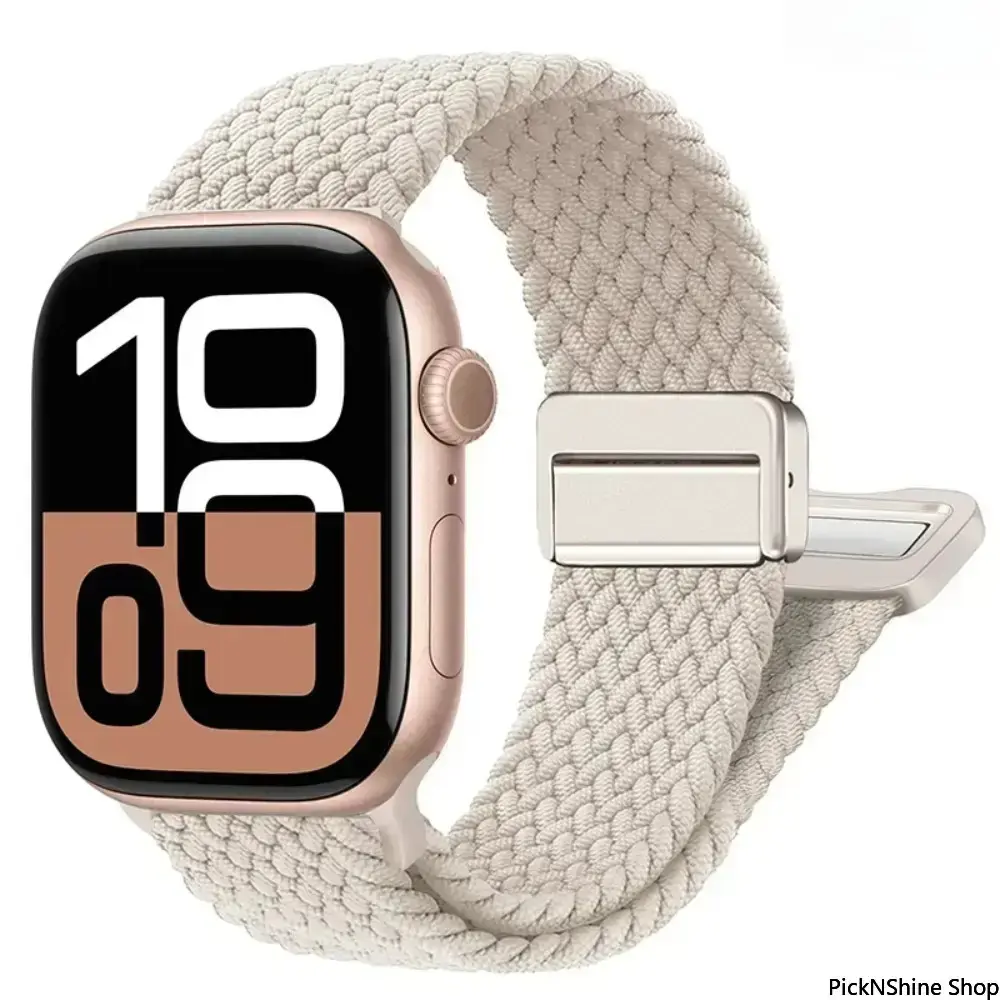 Woven Braid Magnetic Band Compatible with Apple Watch - Braided Nylon Stretch Strap with Magnetic Clasp, Durable Flexible Accessories for Daily Casual Wear, Stylish Tech Fashion Accessory, Tech Accessories