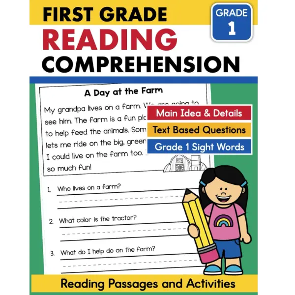 1st Grade Reading Comprehension Passages and Activities Workbook Ages 6 to 7: Comprehension Questions and Main Idea Skills for First Grade 1 Homeschool or Classroom (Comprehension Builders) Paperback.