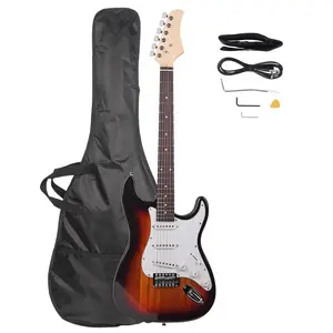 6-String Electric Guitar with Rosewood Fingerboard, Cutaway Body, Sunset Color, 22 Frets, 25.5" Scale, Adjustable Truss Rod, Gig Bag & Accessories for All Skill Levels