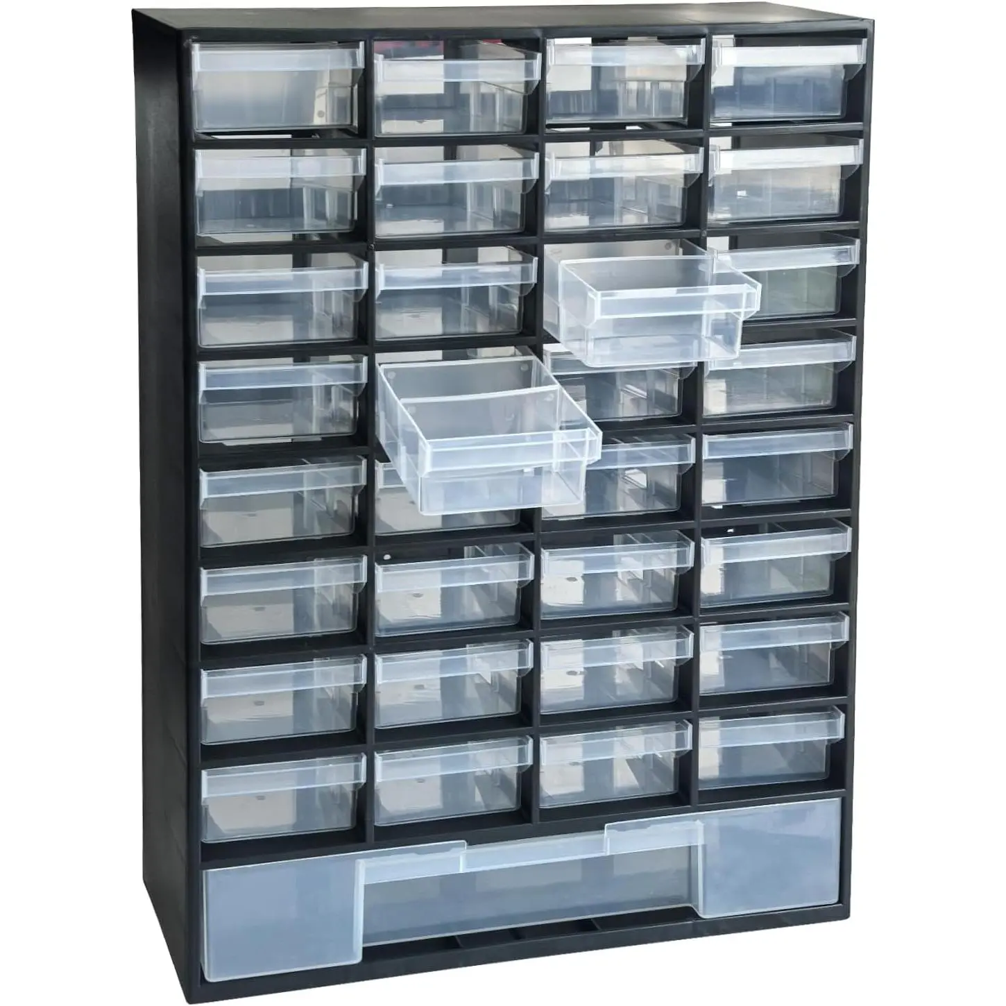 33-Drawer Plastic Small Parts Storage Box, Storage Bin with Drawers, Suitable for Hardware Parts, Components, Crafts, Beads, Dimensions 11.8 x 16.1 x 5.2inch (Black)