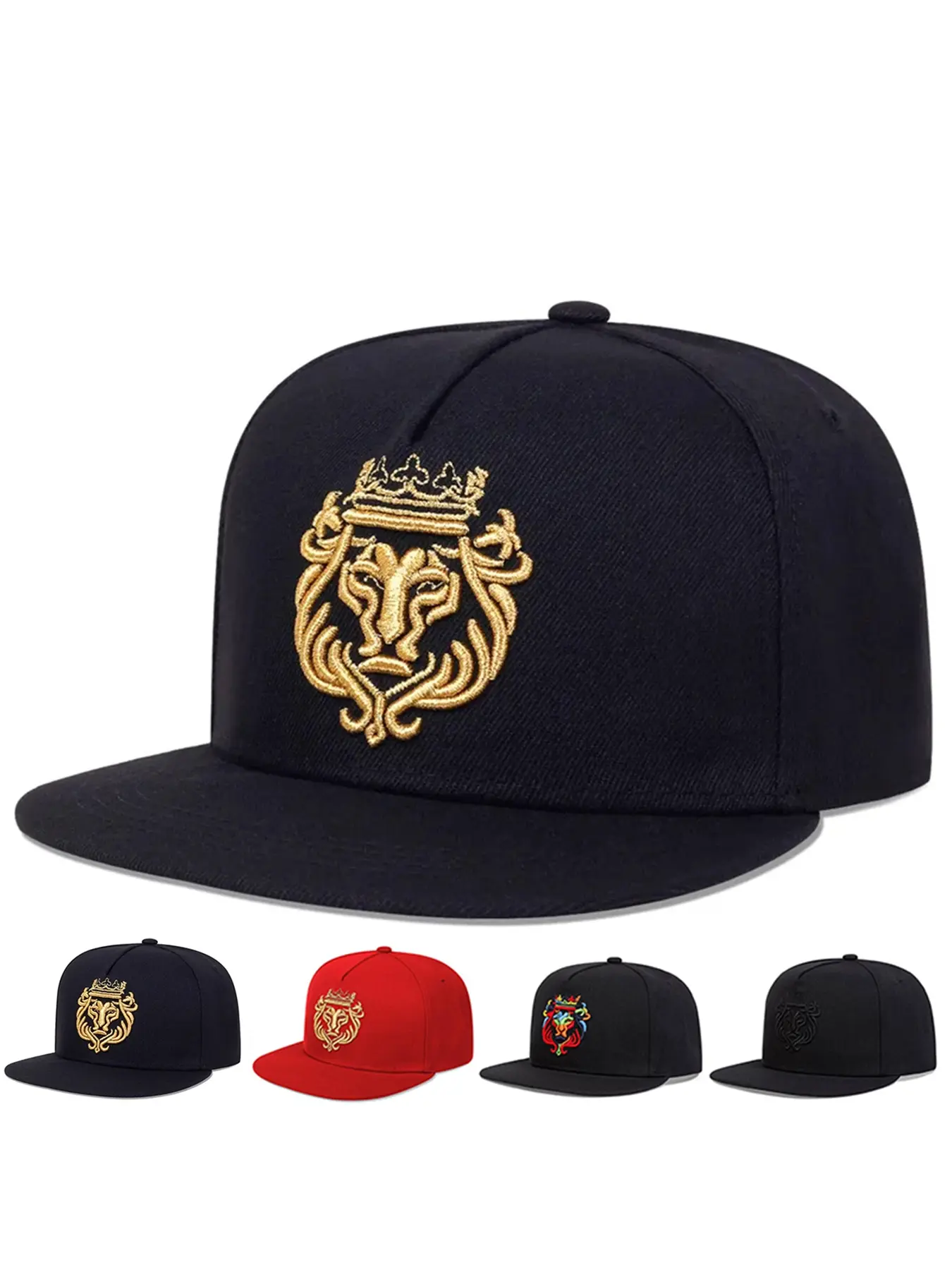Unisex Lion Crown Embroidered Baseball Cap, Adjustable Fitted Sun Hat for Spring & Fall, Casual Outdoor Travel Beach Vacation, Adjustable Snapback Cap, Adjustable Casual Hats, Fashion Hats