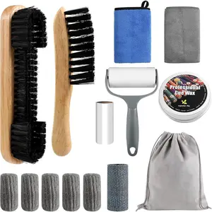 14pcs Pool Table Brush Set, Billiard Table Felt and Cue Cleaning Accessories Kit with 2 Wooden Brushes, Cue Cleaning Cloth, Ferrule Polish Cloth, Shaft Wax, Towel Burnisher and Sticky Lint Roller