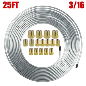 Professional Brake Line Kit 25FT - Flexible Steel Tubing with Fittings - Meets OEM Standards