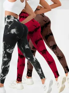 Women's Tie Dye High Waist Scrunch Sports Leggings, Casual Seamless Skinny Compression Pants for Yoga Gym Workout