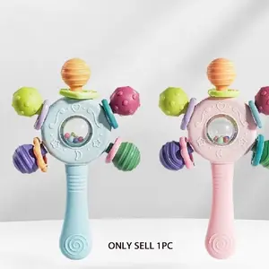 1pcSoft Silicone Baby Teether Rattle Toy, Teething Stick, Teething Relief & Sensory Development Toy for Babies 0-12 Months, Perfect Newborn Shower Gift